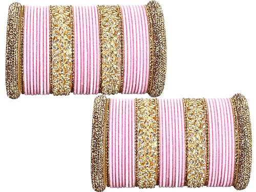 T4 Jewels Bangle Sets With AD And Velvet Bangles Pink T4 Jewels