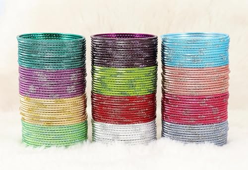 T4 Jewels Stylish Multi colour Metal Bangles set| Fancy Multicolour Bangles for women | Metal Chudi Set For Women | Women's Bangles T4 Jewels