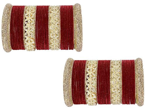 T4 Jewels Bangle Sets With AD And Velvet Bangles T4 Jewels