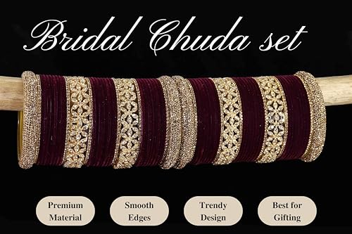 T4 Jewels Bangle Sets With AD And Velvet Bangles T4 Jewels