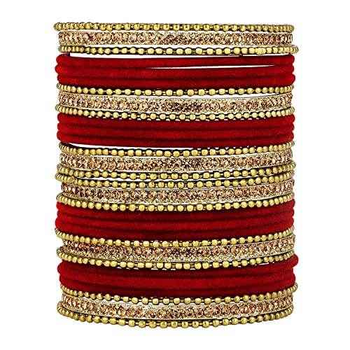 T4 Jewels Stones 18k Studded Latest Fashion Jewellery Beautiful Designer Metal Bangles Set - 72NO Maroon All Bangle Sets T4 Jewels