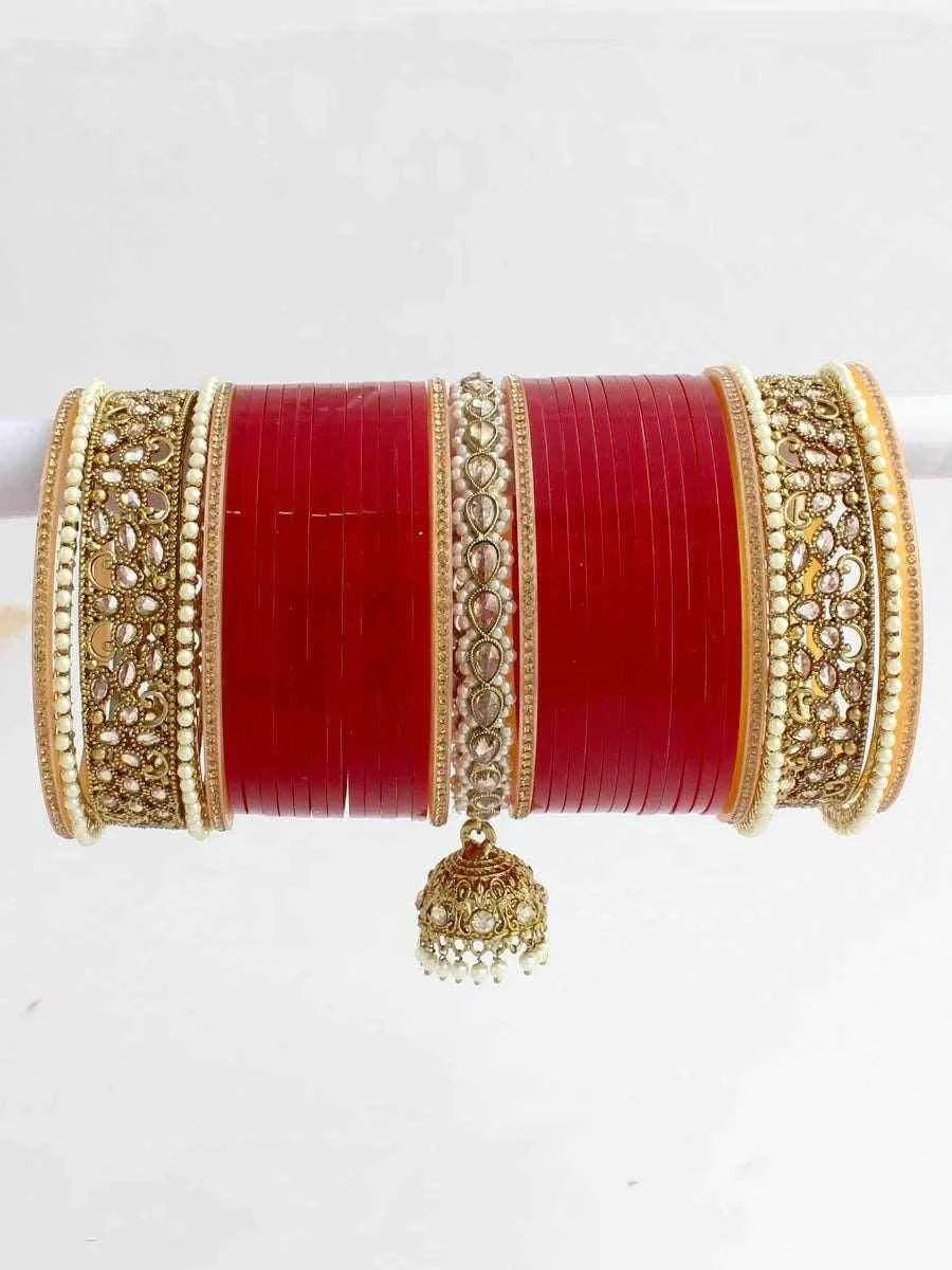 T4 Jewels Bridal Chuda With White Kada & Patti-Availbale In Many Colors (CH5Z) Bridal Chuda T4 Jewels