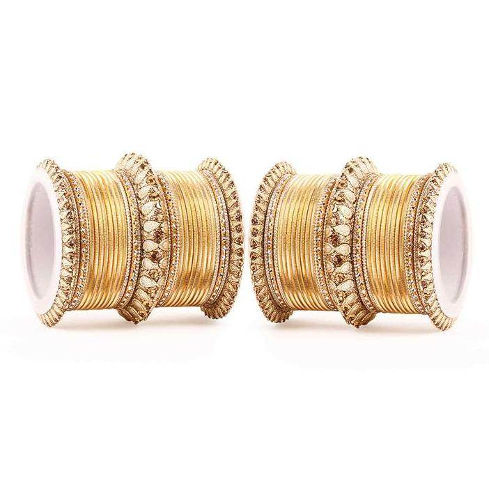Set of 2 Royal Lac Bangle Set Golden All Bangle Sets T4 Jewels