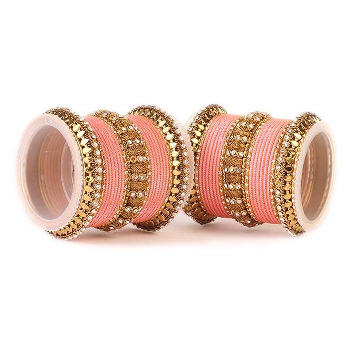 Set of 2 Traditional Solid Colored Bangle Set Pink All Bangle Sets T4 Jewels