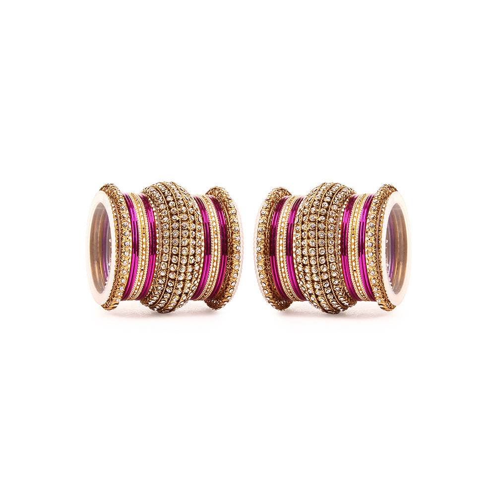 Set of 2 Colored Chakri Shining Bangle Set Purple All Bangle Sets T4 Jewels