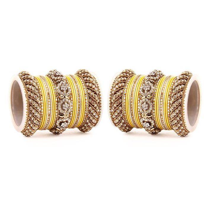 Set of 2 Solid Colored Bangle Set Yellow All Bangle Sets T4 Jewels