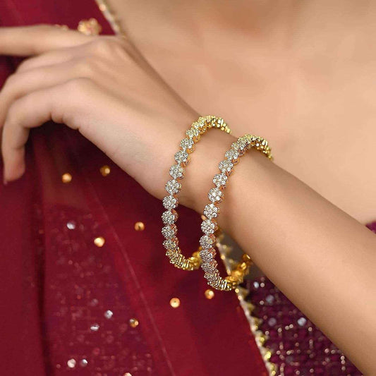 Sumaya Gold Plated American Diamond Bangles T4 Jewels