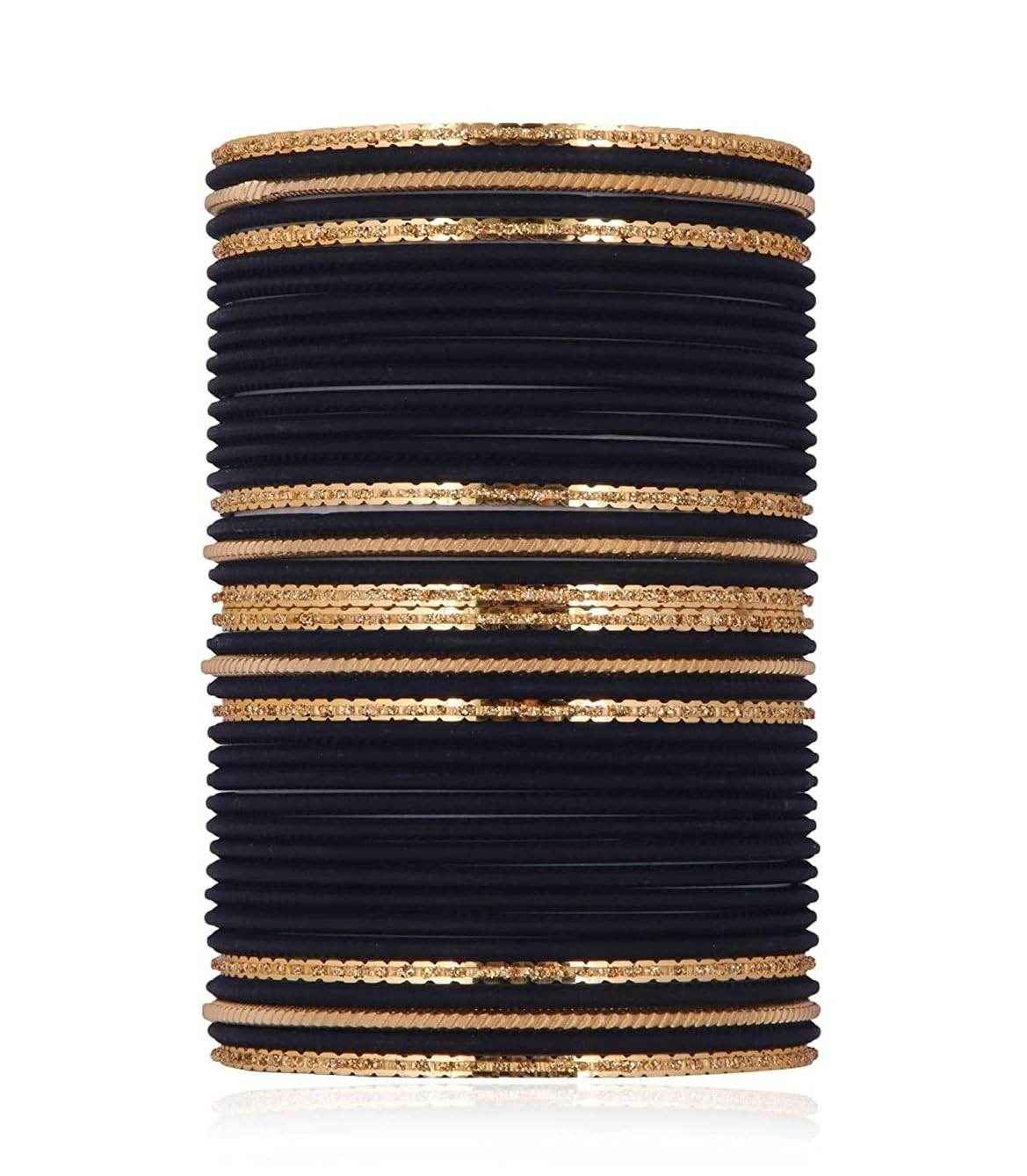 T4 Jewels Beautiful Matte Textured Red/Blue/Yellow/Green/Pink/Orange Colour Metal Bangles Set - 87NO Black All Bangle Sets T4 Jewels