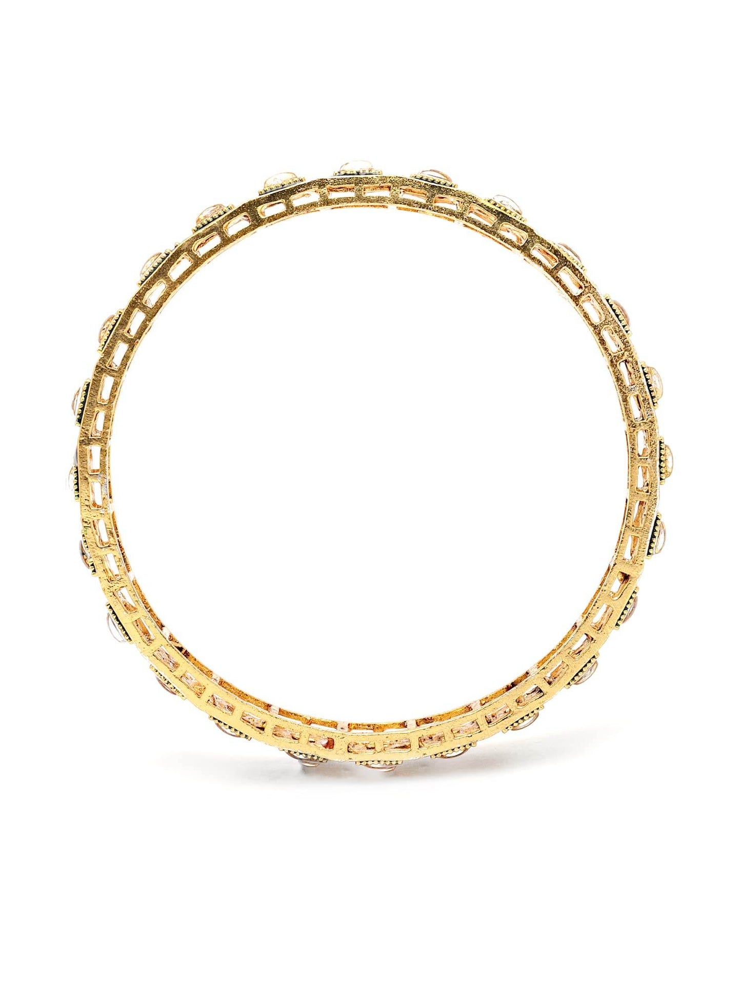 T4 Jewels Set of 4 Antique Gold Plated Green Meena Work Kundan Bangles for Women T4 Jewels