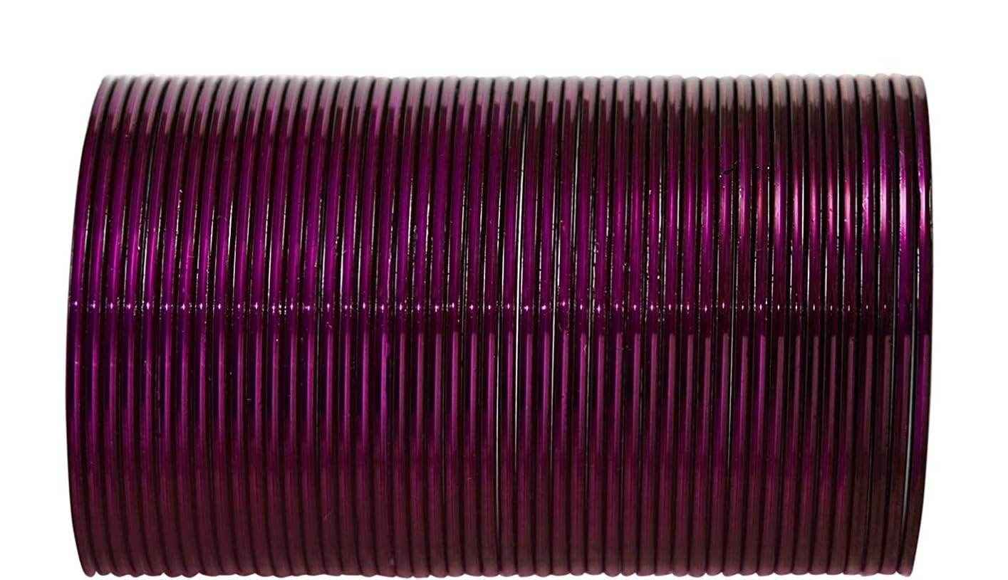 T4 Jewels Plane Glossy Finish Beautiful Classy Metal Bangles Set For Women And Girls - (Pack Of 48 Bangles) - RGL 2.8 Inches Purple Metal Bangles T4 Jewels