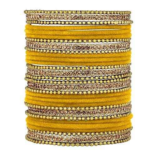 T4 Jewels Stones 18k Studded Latest Fashion Jewellery Beautiful Designer Metal Bangles Set - 72NO Yellow All Bangle Sets T4 Jewels