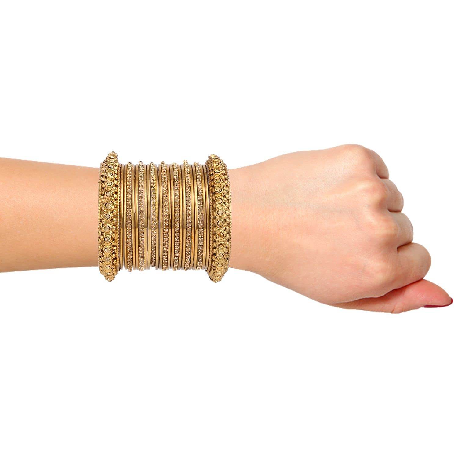 T4 Jewels 18k Gold Plated Oxidised Metal Bangles Set For Women & Girls Bangles T4 Jewels