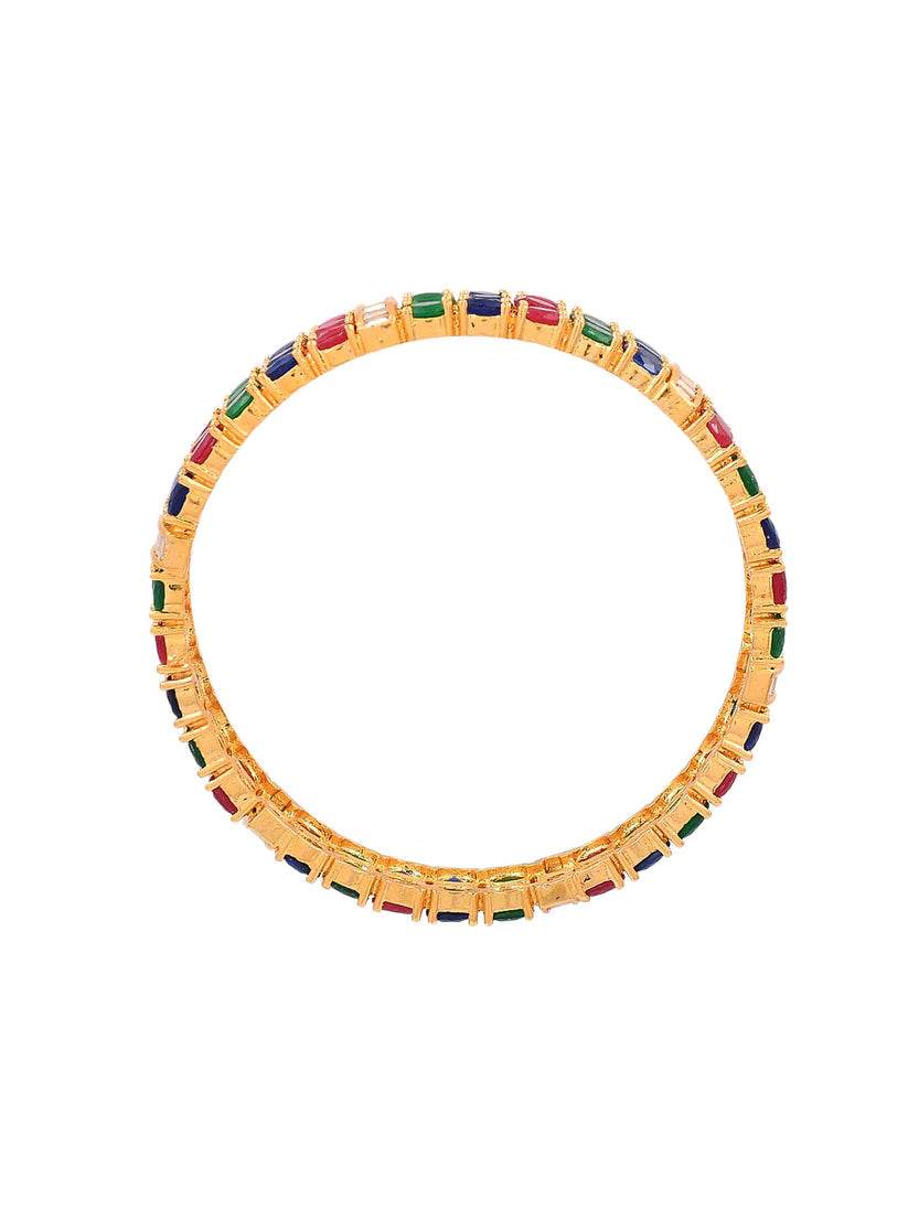 Emerald Sapphire Ruby Diamond Designer Gold Kada Bangles (AD-006) AD Bangles T4 Jewels