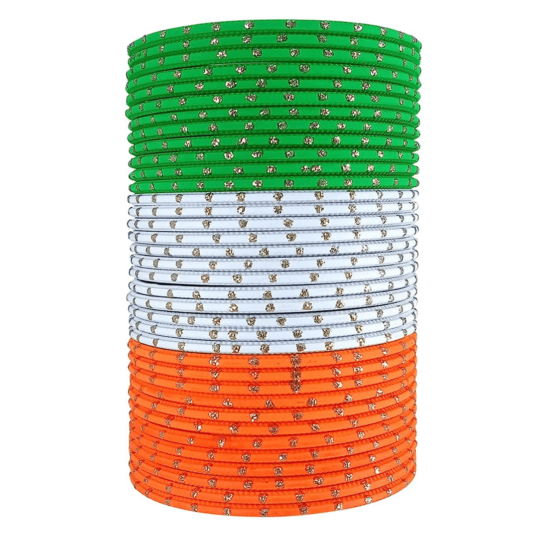T4 Jewels Dotted Tricolor Bangle Set (Pack Of 36) Tricolor Bangles T4 Jewels