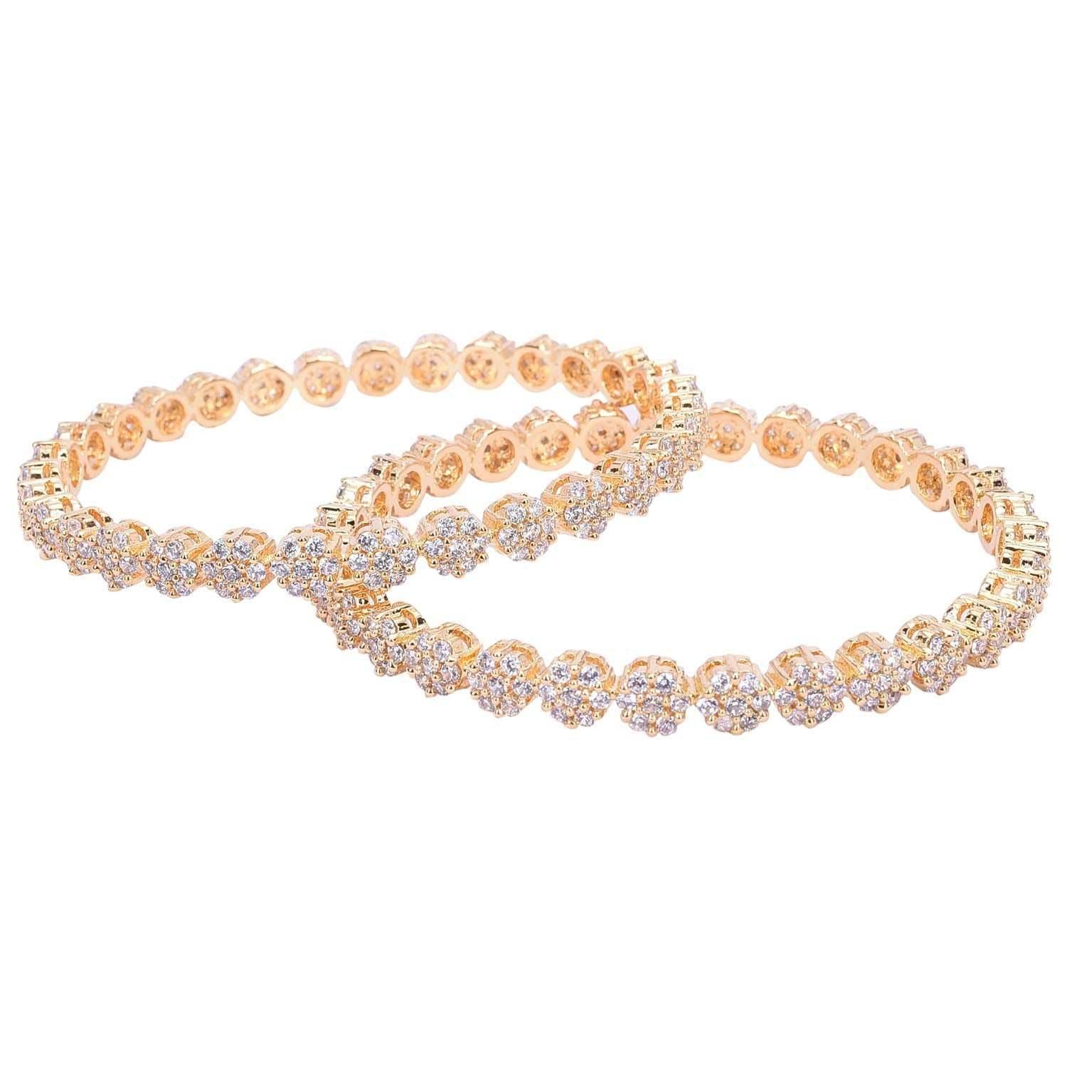 Sumaya Gold Plated American Diamond Bangles T4 Jewels