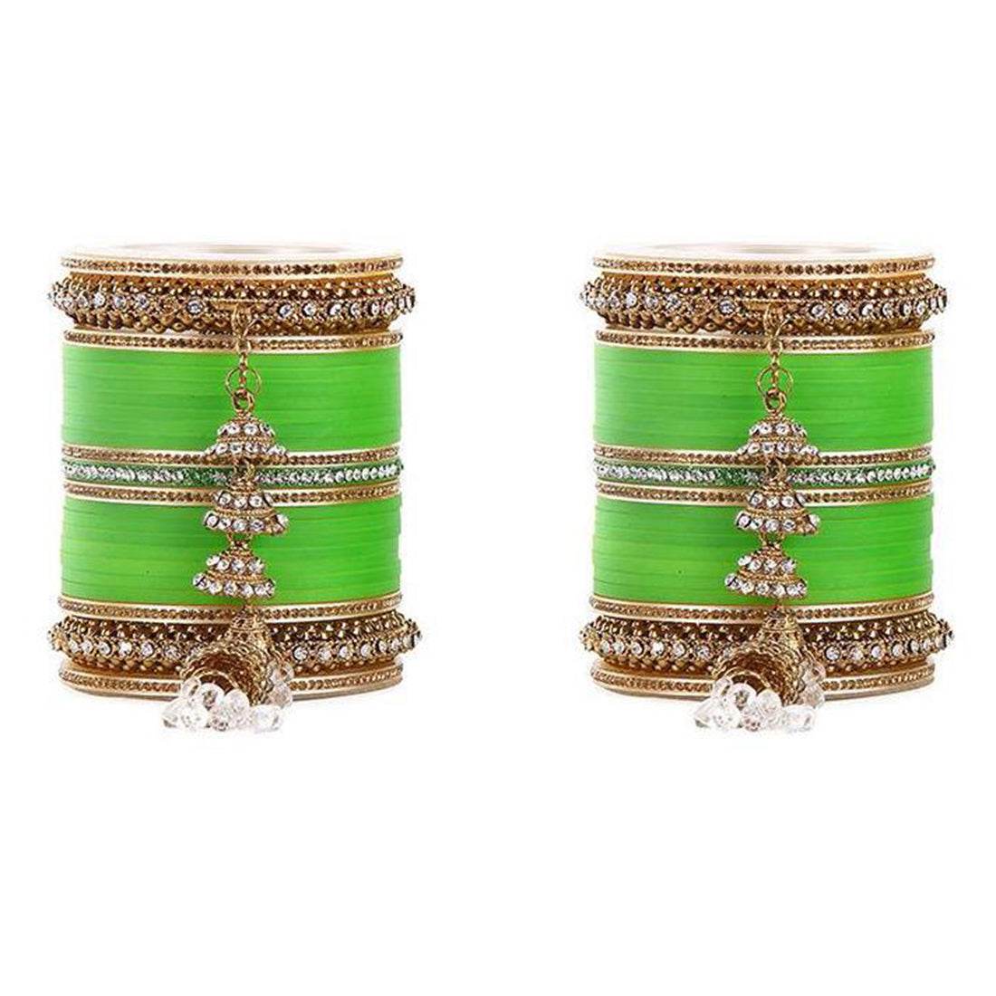 Beautiful Marriage Chura With Jhumki And Latkan Green Bridal Chuda T4 Jewels