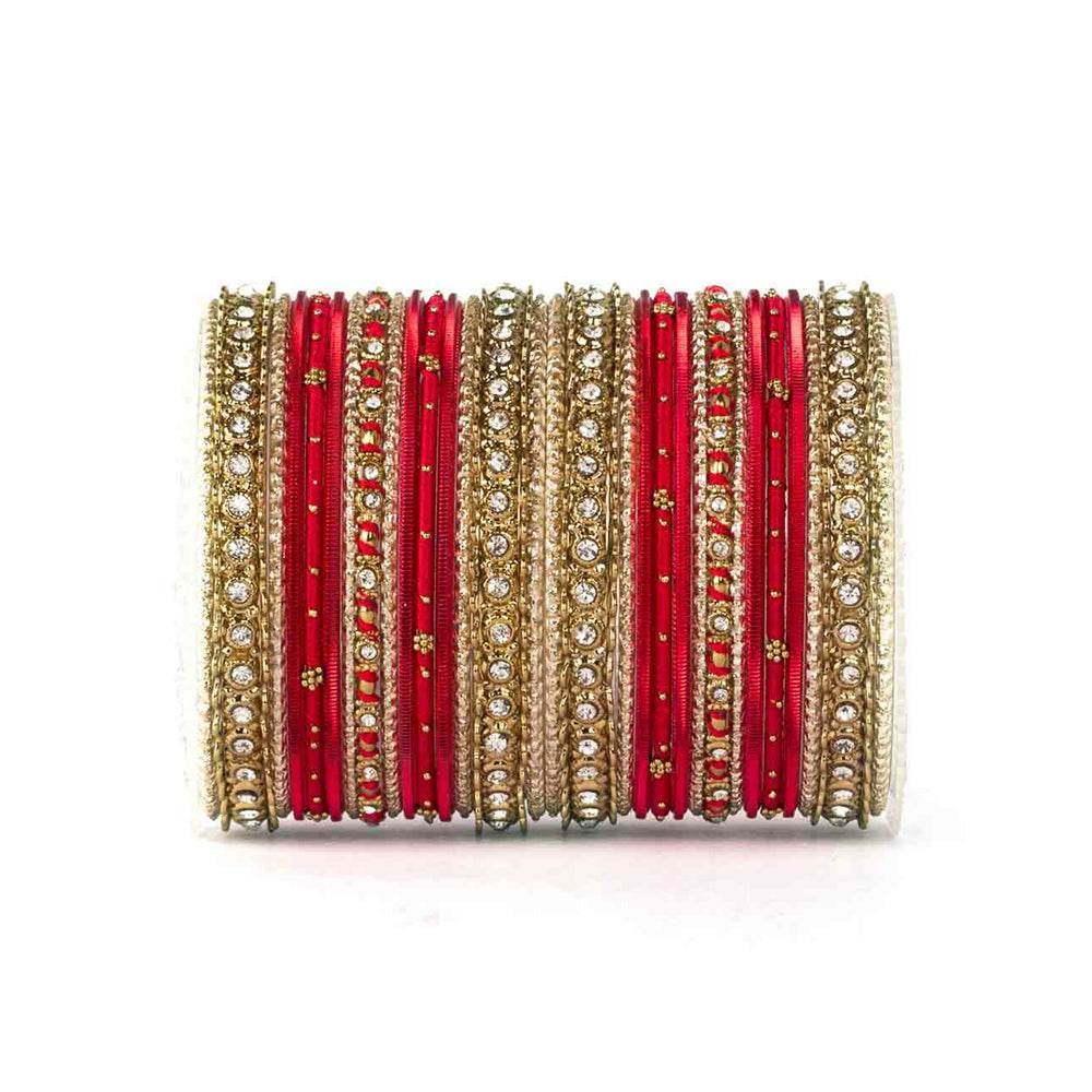 Elegant Colored Thread Bangle Set Red All Bangle Sets T4 Jewels