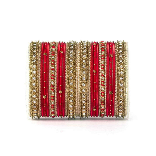 Elegant Colored Thread Bangle Set Red All Bangle Sets T4 Jewels