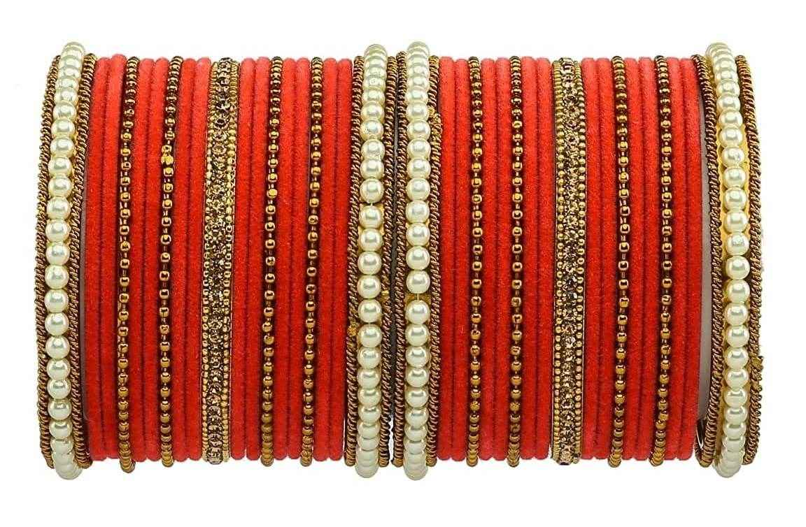 T4 Jewels Gold Plated Beautiful Fashion Jewellery Brass Metal Bangles Set(Set For 2 Hand) - 61NO Watermelon All Bangle Sets T4 Jewels