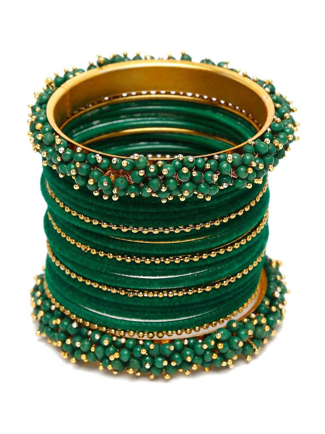 T4 Jewels Fashion Latest Gold Plated Set of 23 Stylish Traditional Bangle for Women - 4NO Green All Bangle Sets T4 Jewels