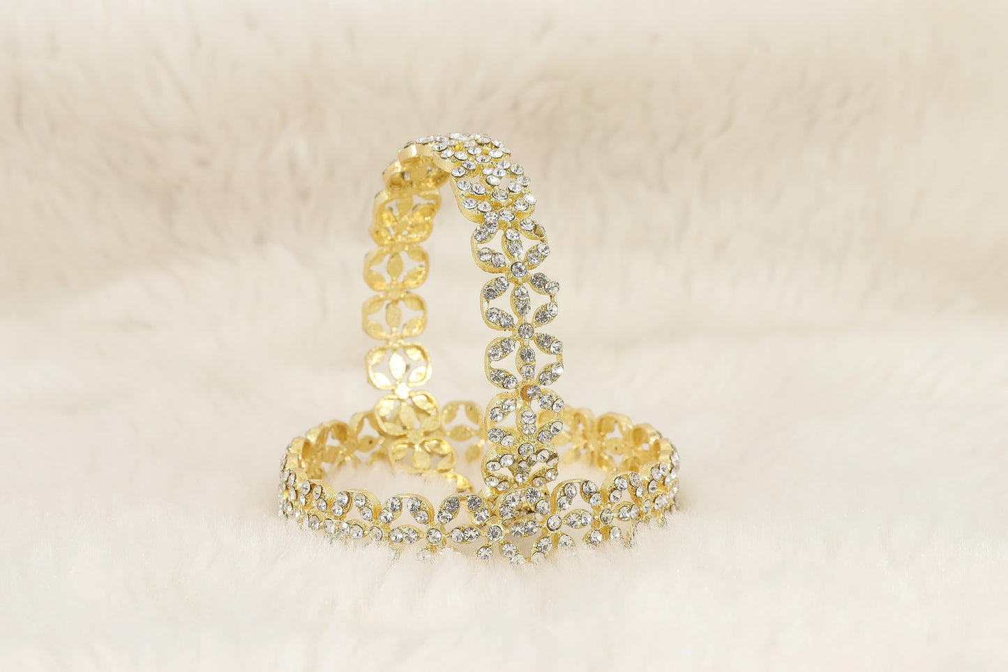 T4 Jewels Alloy Metal Gold Plated Bangles Set For Girls and Women Studded American Diamond Stone | Diamond Bangles | Metal bangles | Women Bangles T4 Jewels