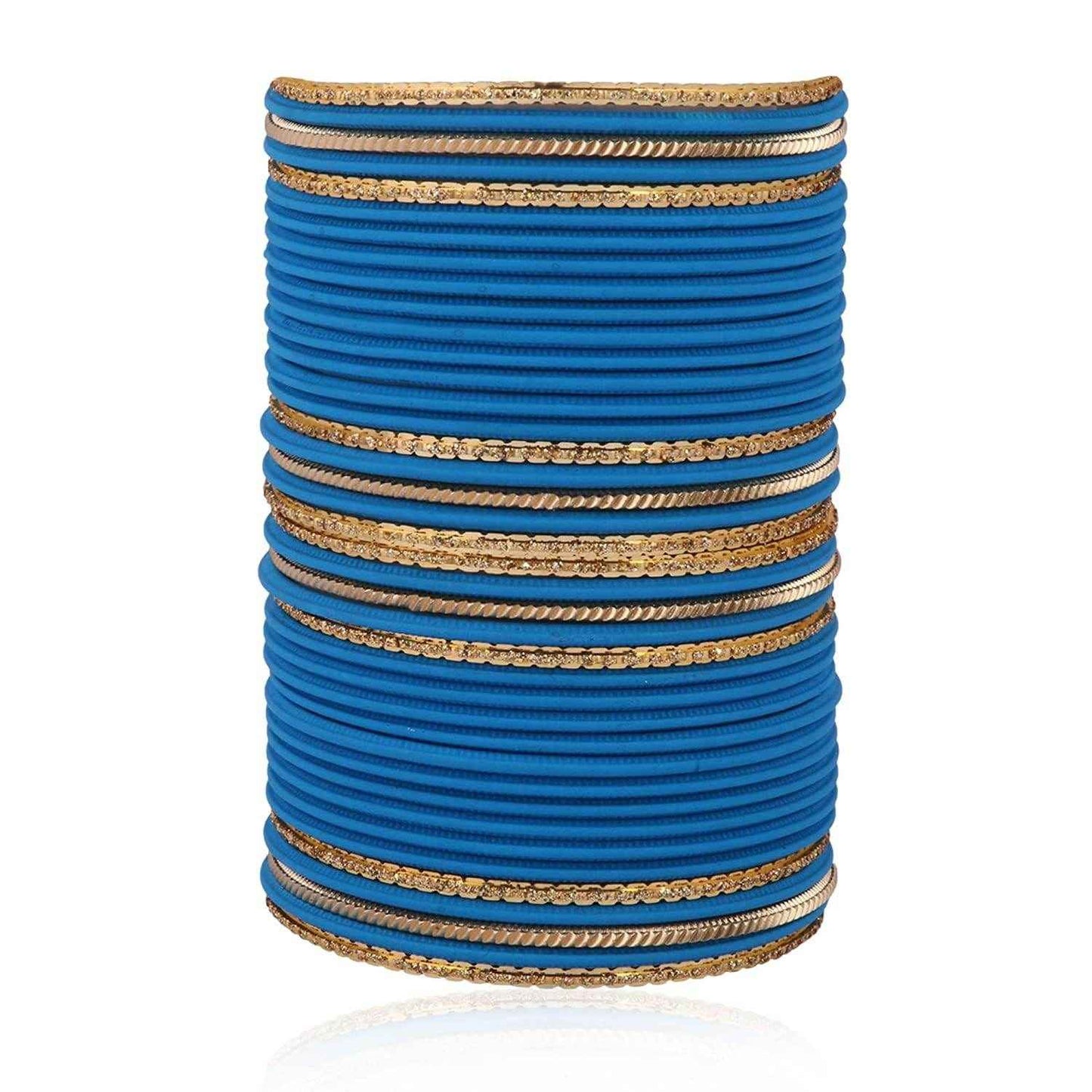 T4 Jewels Beautiful Matte Textured Red/Blue/Yellow/Green/Pink/Orange Colour Metal Bangles Set - 87NO Firozi All Bangle Sets T4 Jewels