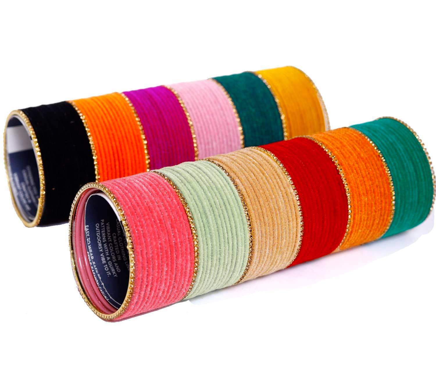 T4 Jewels Charming 12 Multicolors Stylish Plain Metal Velvet Bangle Box Set for Women & Girls Jewellery T4 Jewels