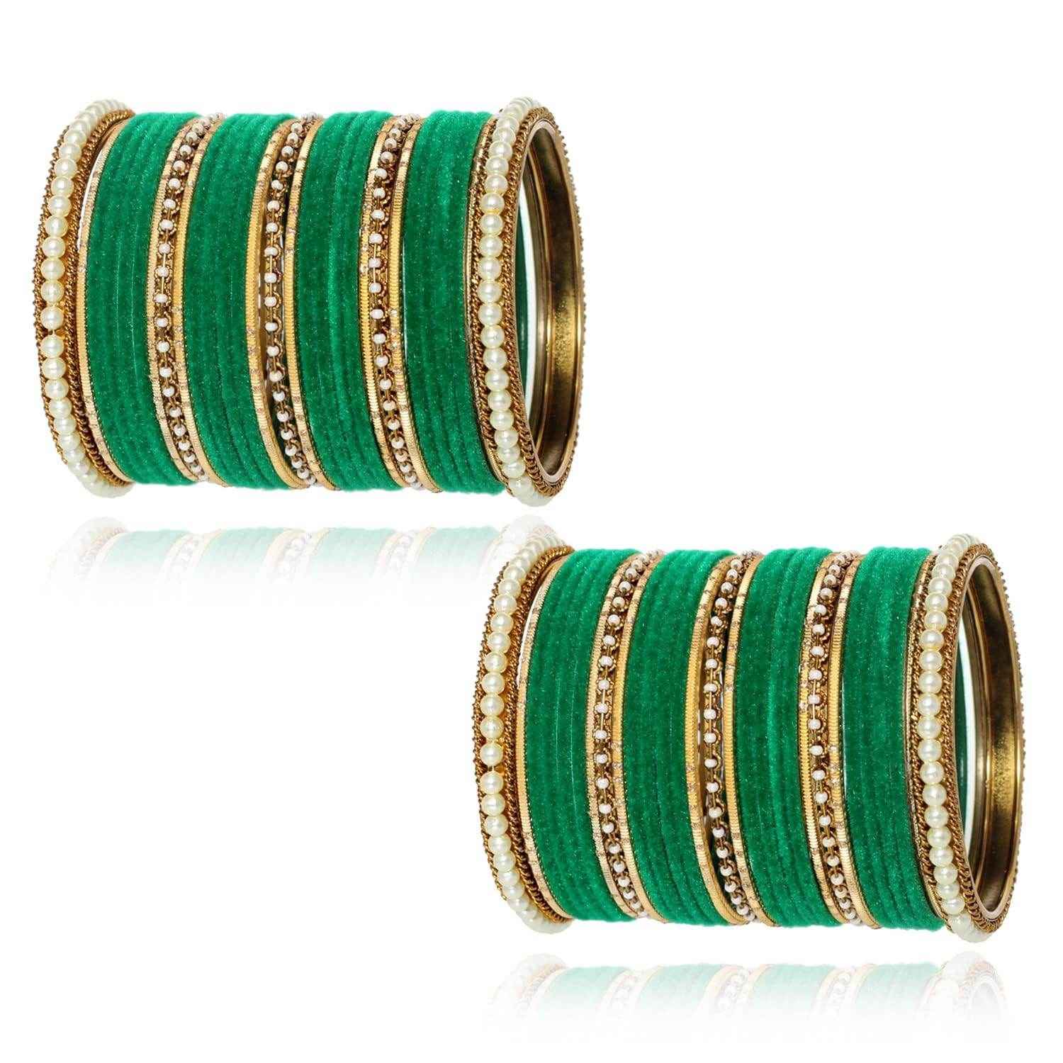 T4 Jewels Glossy Finish Beads Studded Latest Fashion Jewellery Stylish Bangles Set - 104NO All Bangle Sets T4 Jewels