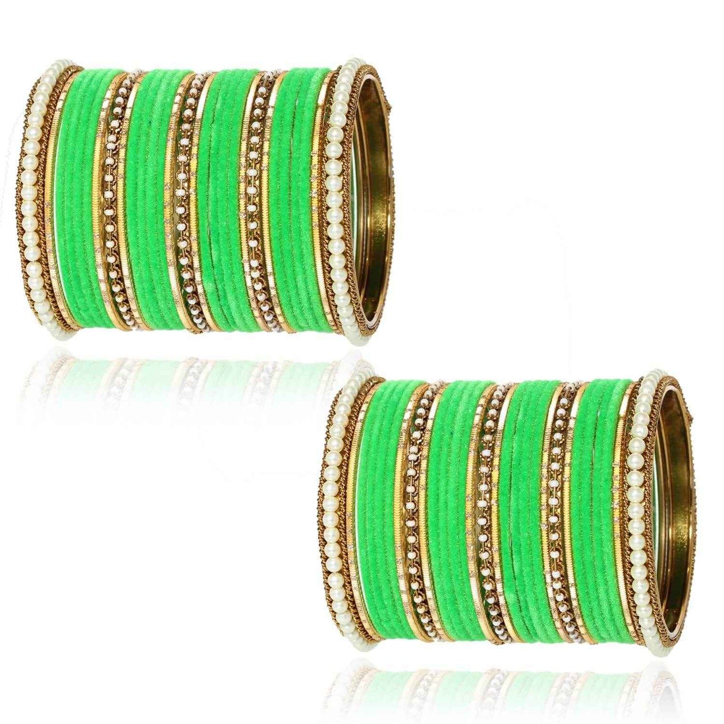 T4 Jewels Glossy Finish Beads Studded Latest Fashion Jewellery Stylish Bangles Set - 104NO All Bangle Sets T4 Jewels
