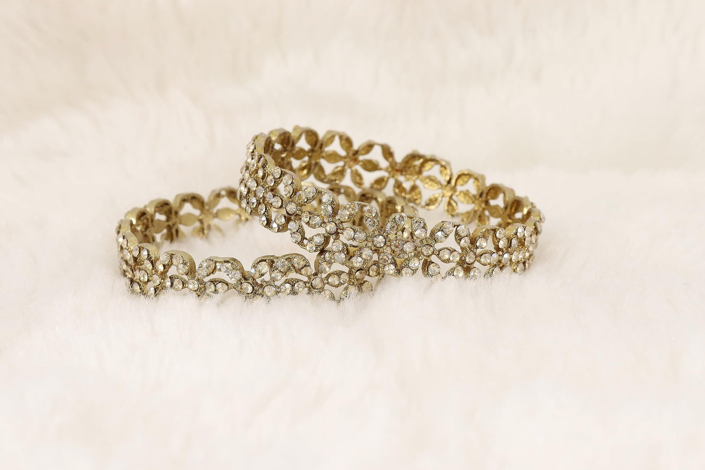 T4 Jewels Alloy Metal Gold Plated Bangles Set For Girls and Women Studded American Diamond Stone | Diamond Bangles | Metal bangles | Women Bangles T4 Jewels