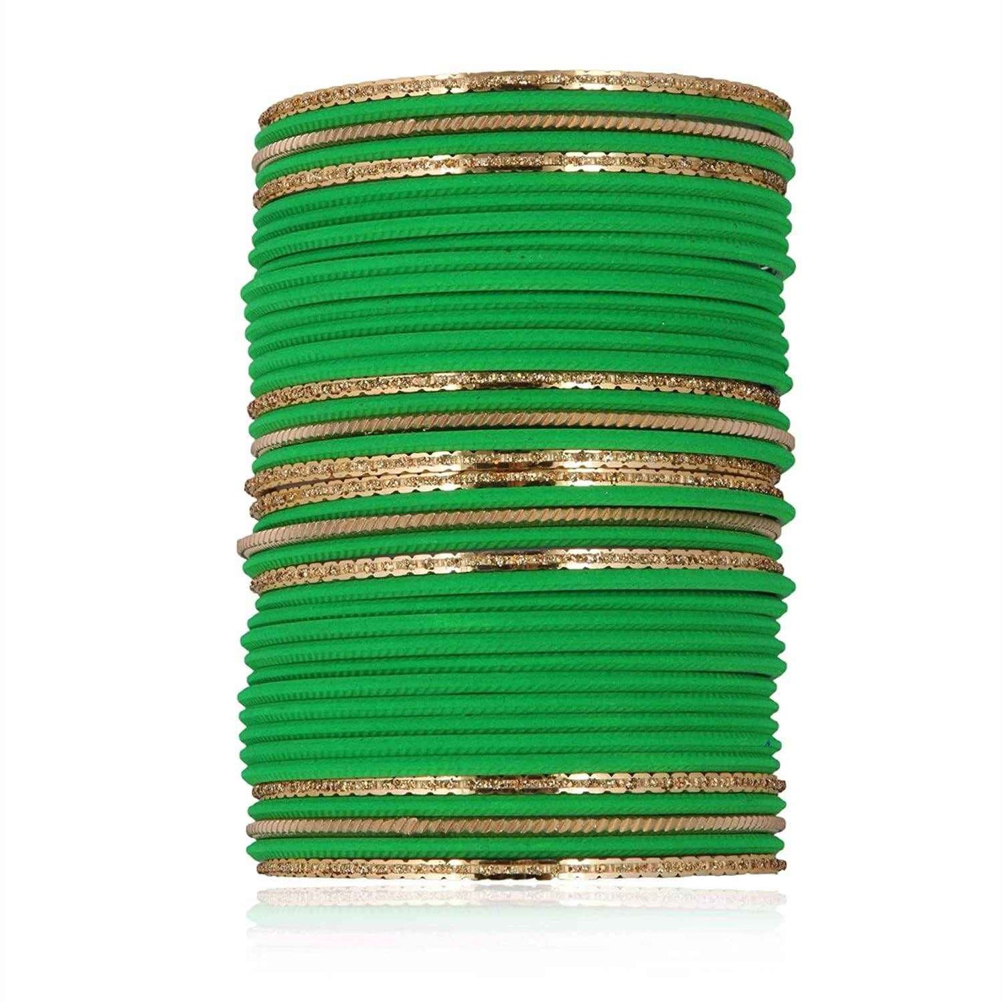 T4 Jewels Beautiful Matte Textured Red/Blue/Yellow/Green/Pink/Orange Colour Metal Bangles Set - 87NO Green All Bangle Sets T4 Jewels