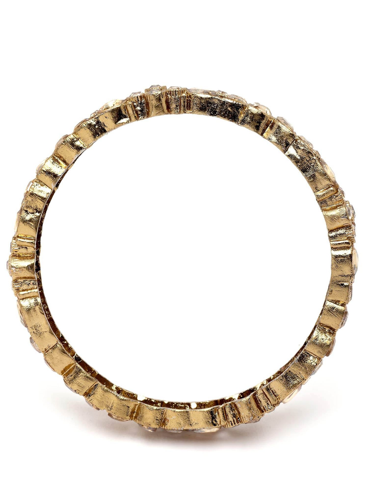 T4 Jewels Set of 2 Antique Gold Plated Floral Shape Kundan Rajwadi Bangles for Women T4 Jewels