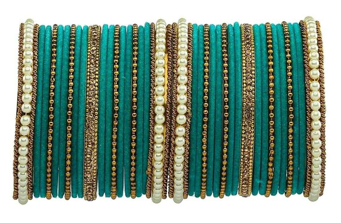 T4 Jewels Gold Plated Beautiful Fashion Jewellery Brass Metal Bangles Set(Set For 2 Hand) - 61NO Radium All Bangle Sets T4 Jewels