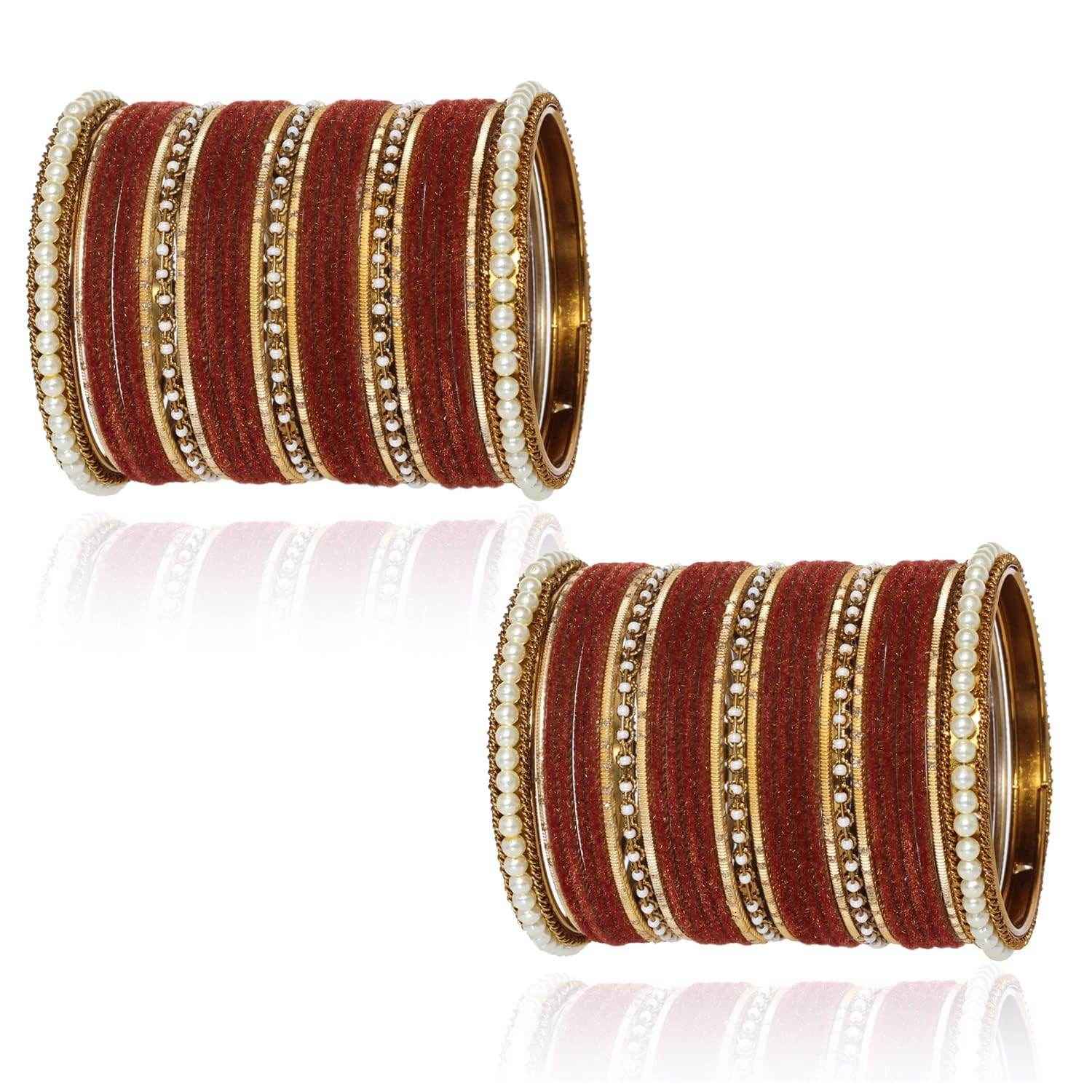 T4 Jewels Glossy Finish Beads Studded Latest Fashion Jewellery Stylish Bangles Set - 104NO All Bangle Sets T4 Jewels