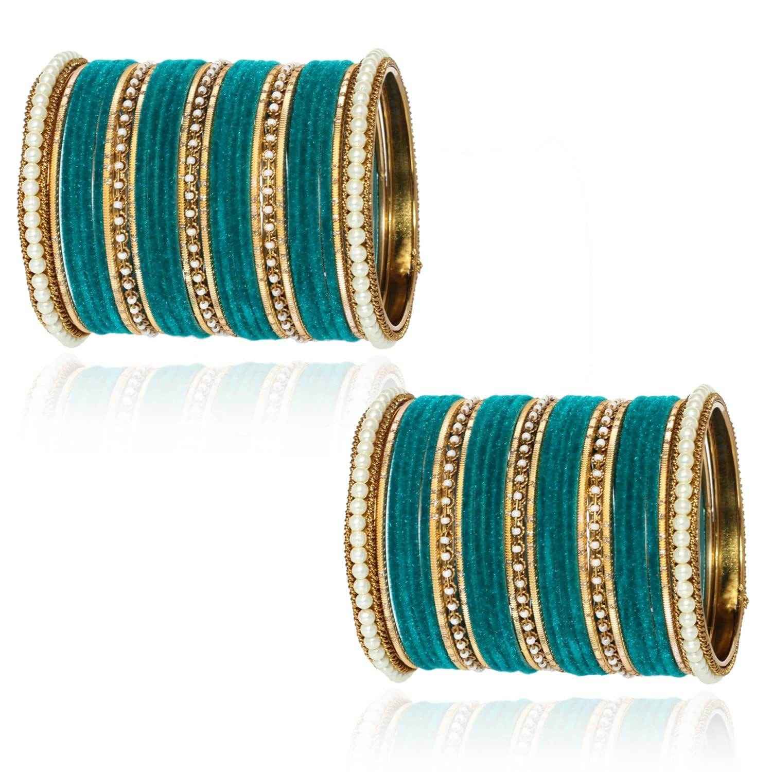 T4 Jewels Glossy Finish Beads Studded Latest Fashion Jewellery Stylish Bangles Set - 104NO All Bangle Sets T4 Jewels