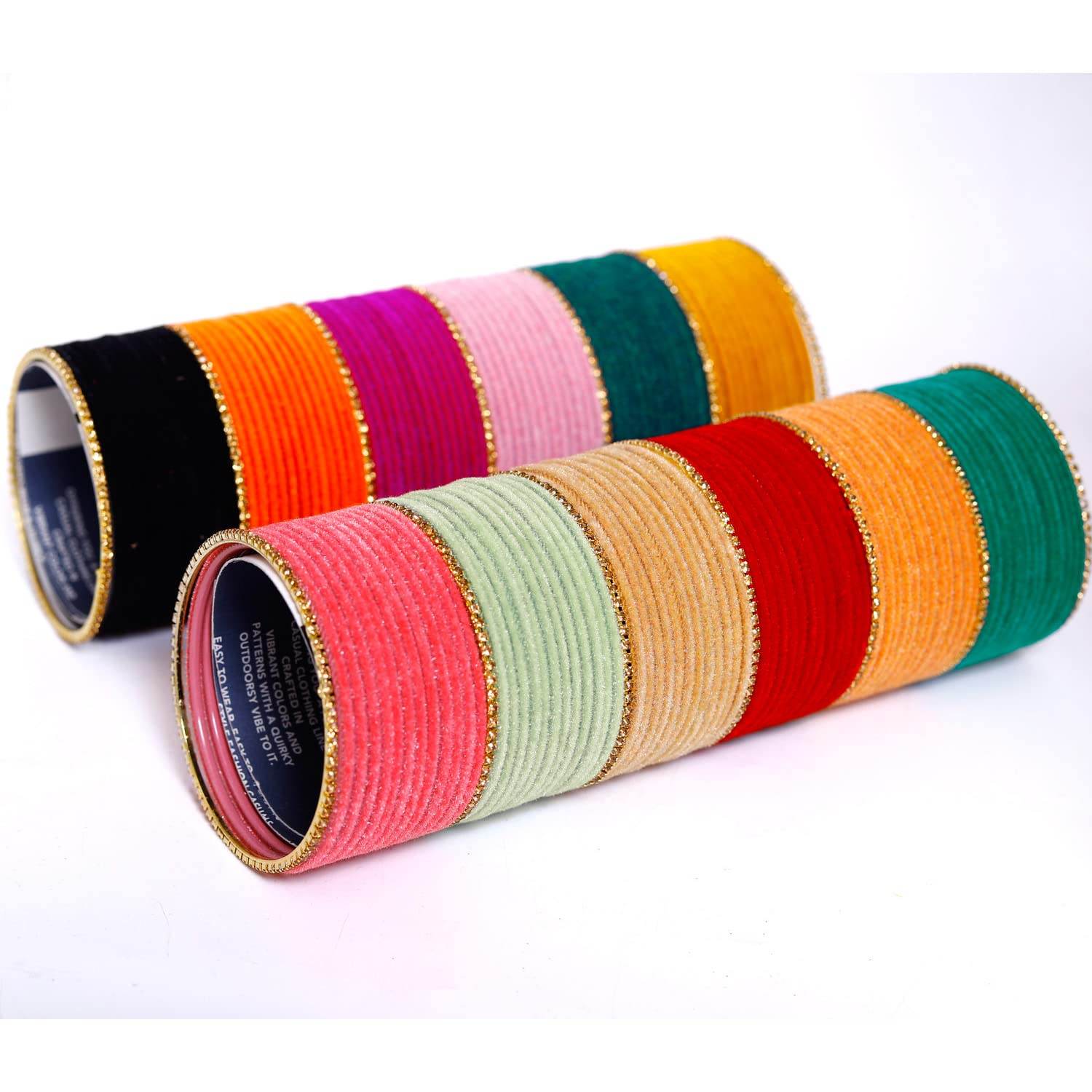 T4 Jewels Charming 12 Multicolors Stylish Plain Metal Velvet Bangle Box Set for Women & Girls Jewellery T4 Jewels