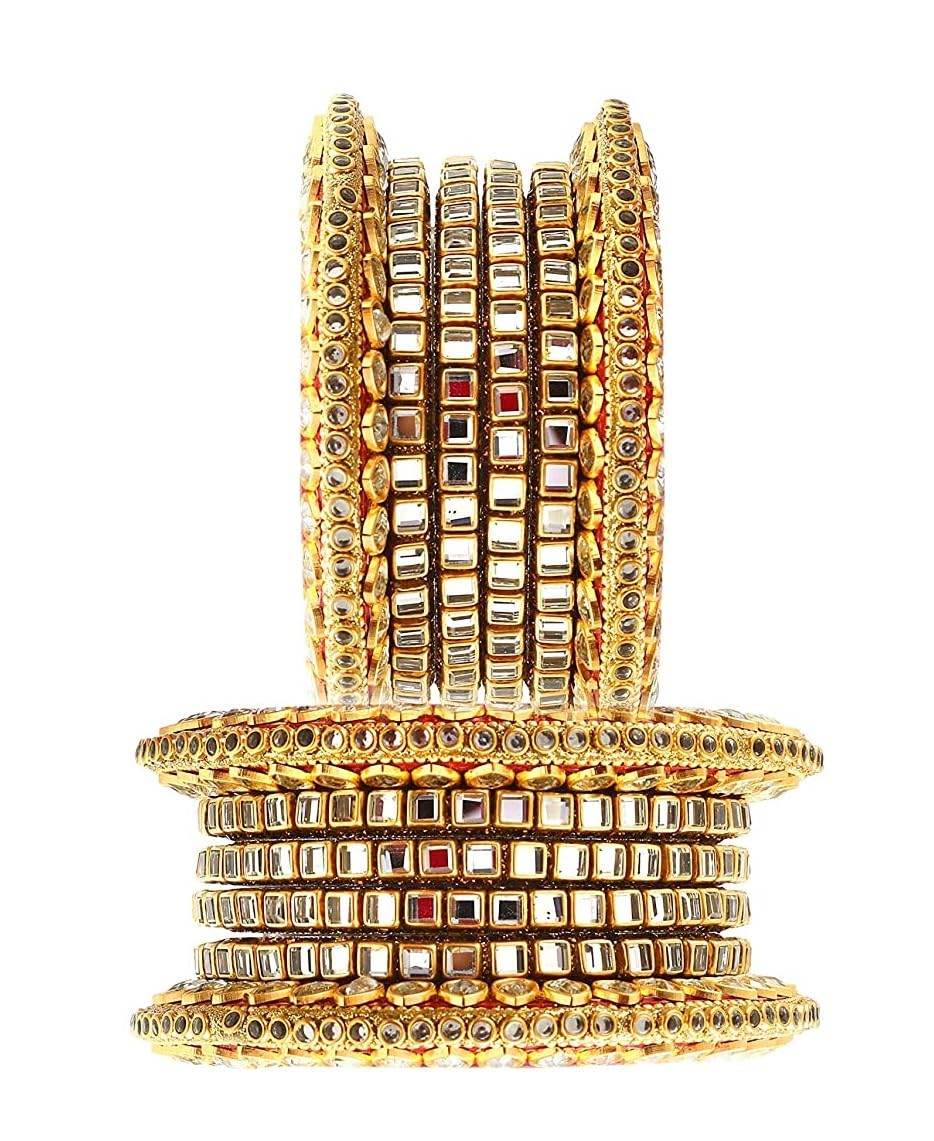 T4 Jewels Rajwadi Beautiful Kundan Rajasthani Traditional Stylish Bangles Set For Women & Girls T4 Jewels