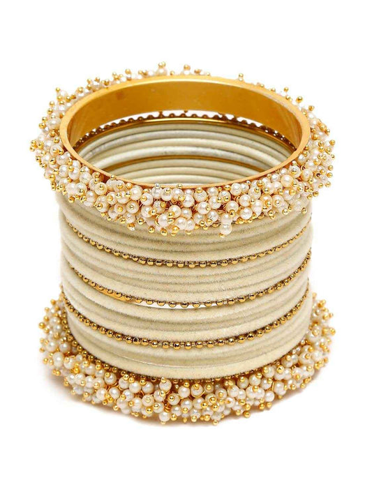 T4 Jewels Fashion Latest Gold Plated Set of 23 Stylish Traditional Bangle for Women - 4NO White All Bangle Sets T4 Jewels