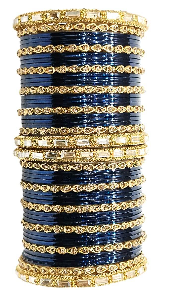 T4 Jewels 18k Gold Plated Drop Design Beautiful Stylish Fashion Jewellery Glass Bangles Set - 78NO All Bangle Sets T4 Jewels