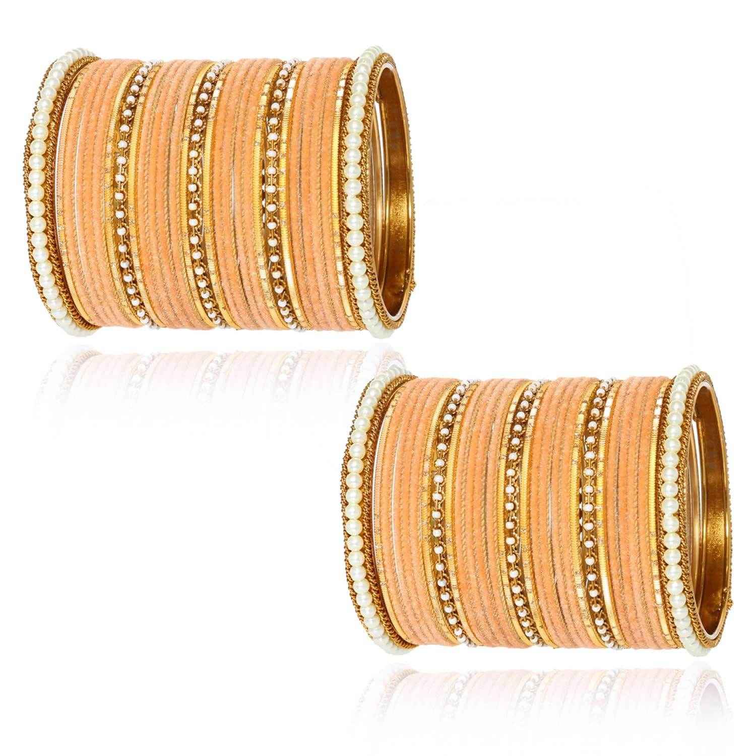 T4 Jewels Glossy Finish Beads Studded Latest Fashion Jewellery Stylish Bangles Set - 104NO All Bangle Sets T4 Jewels