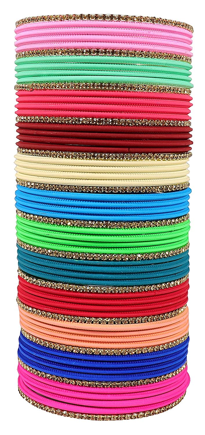 T4 Jewels Stylish Multi colour Metal Bangles set| Fancy Multicolour Bangles for women | Metal Chudi Set For Women | Women's Bangles T4 Jewels