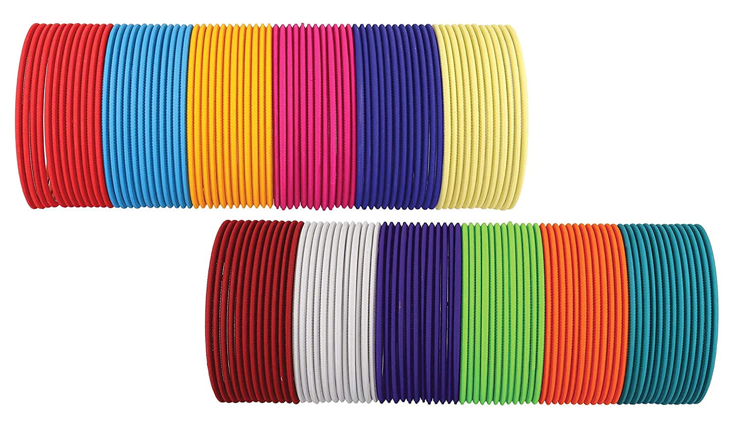T4 Jewels Stylish Multi colour Metal Bangles set| Fancy Multicolour Bangles for women | Metal Chudi Set For Women | Women's Bangles T4 Jewels