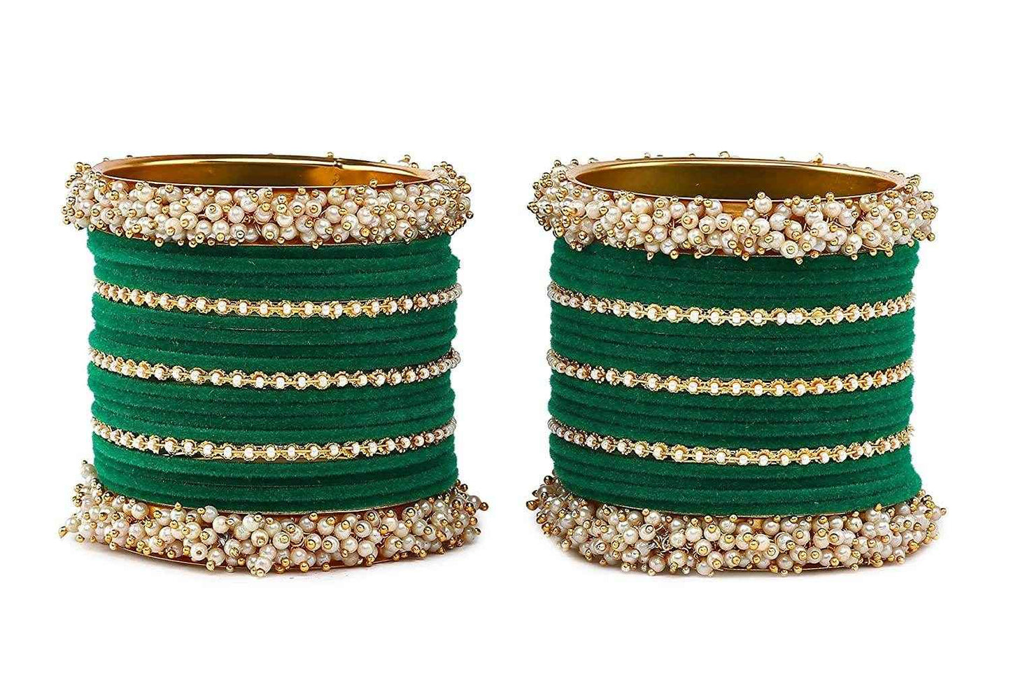 T4 Jewels Stylish Latest Collection Fashion Jewellery Pearl And Stone Glossy Finished Metal Bangles Set - 70NO All Bangle Sets T4 Jewels
