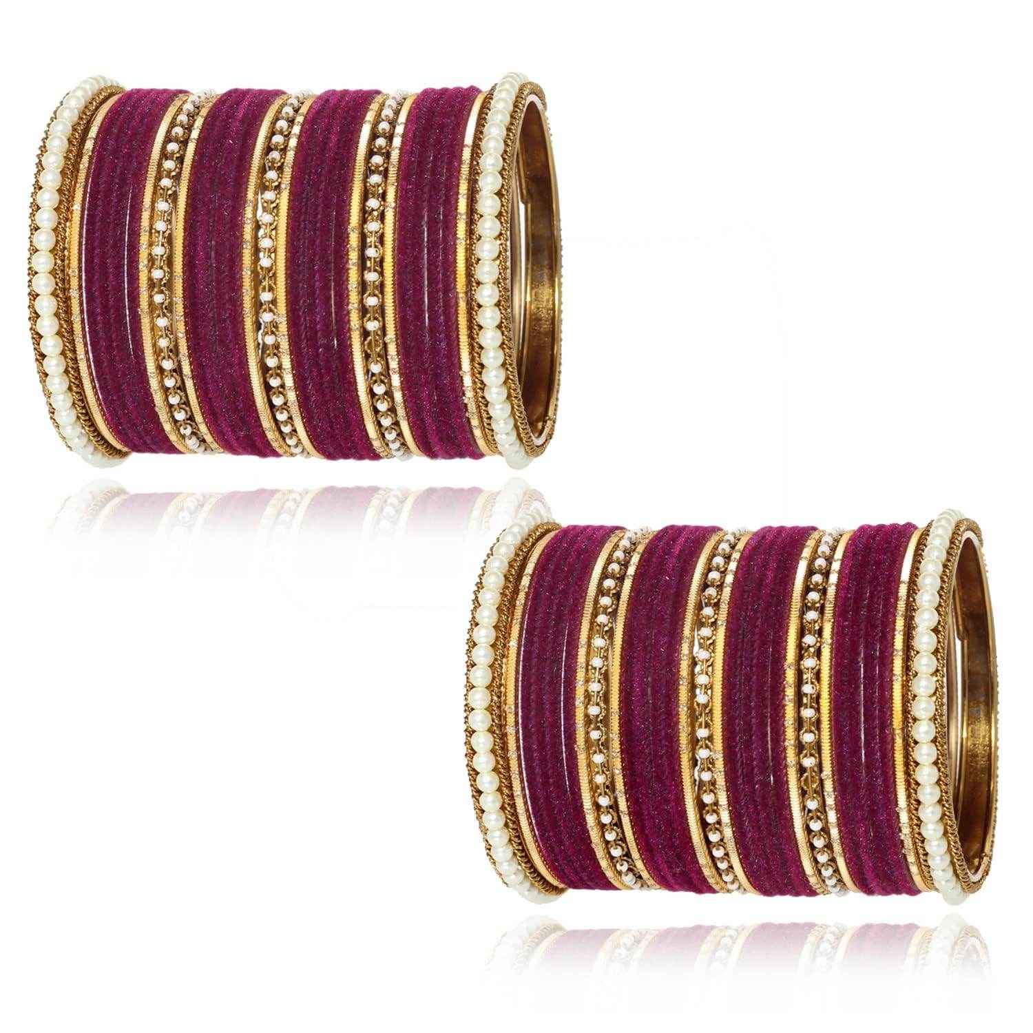 T4 Jewels Glossy Finish Beads Studded Latest Fashion Jewellery Stylish Bangles Set - 104NO All Bangle Sets T4 Jewels