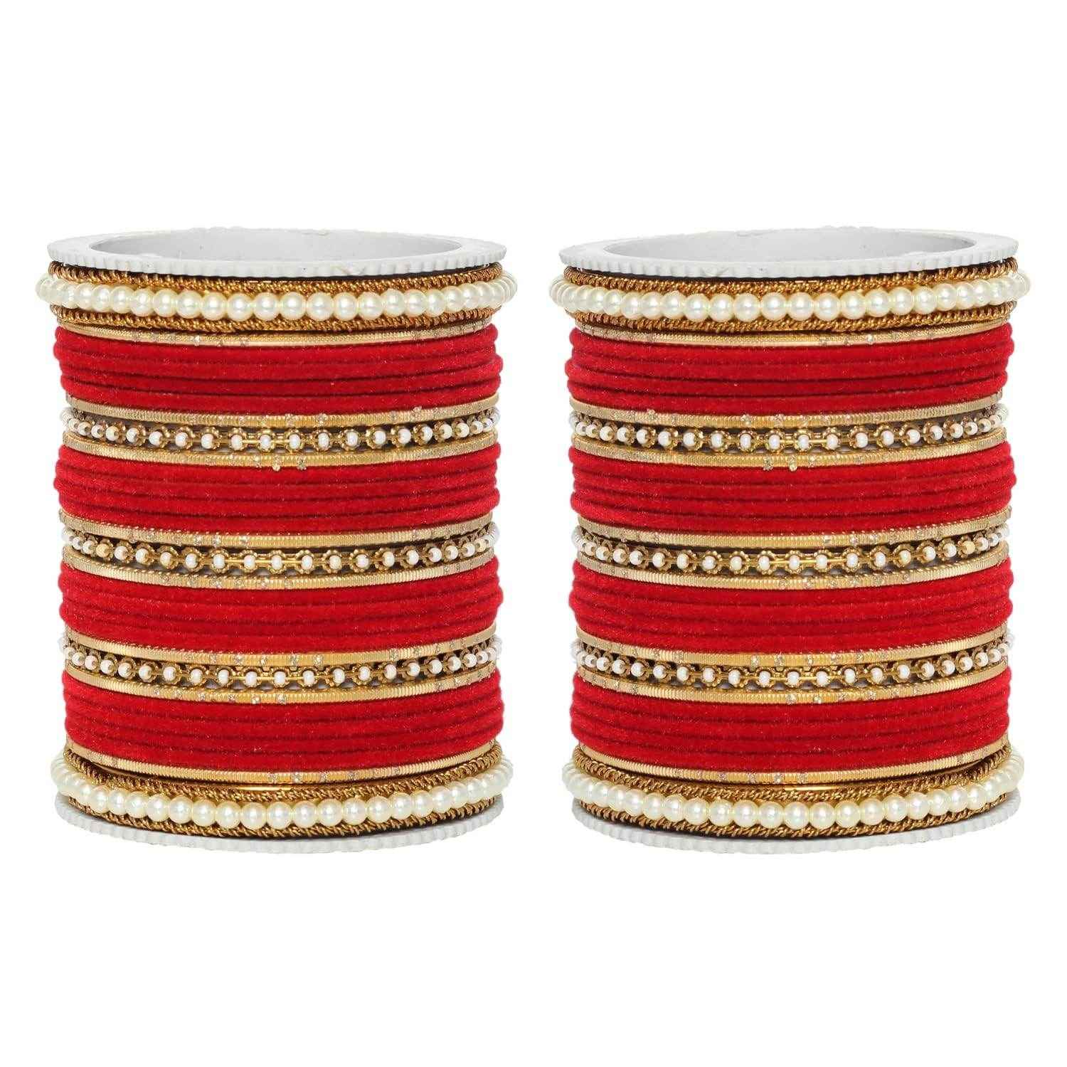 T4 Jewels Glossy Finish Beads Studded Latest Fashion Jewellery Stylish Bangles Set - 104NO All Bangle Sets T4 Jewels