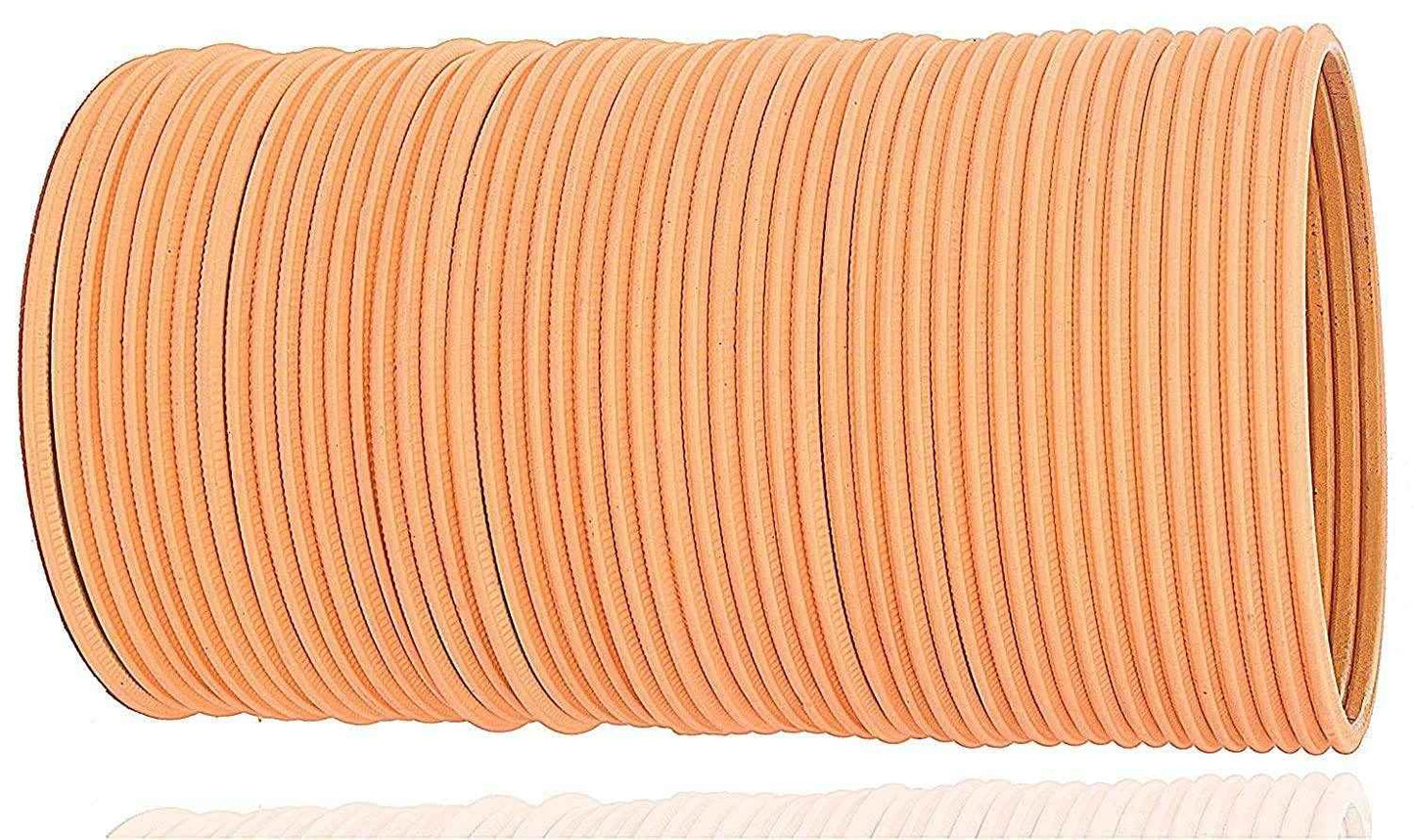 T4 Jewels Matte Desighn Neon Colour Branded Bangles Set For Women And Girls - (Pack Of 48 Bangles) - BD Peach Metal Bangles T4 Jewels