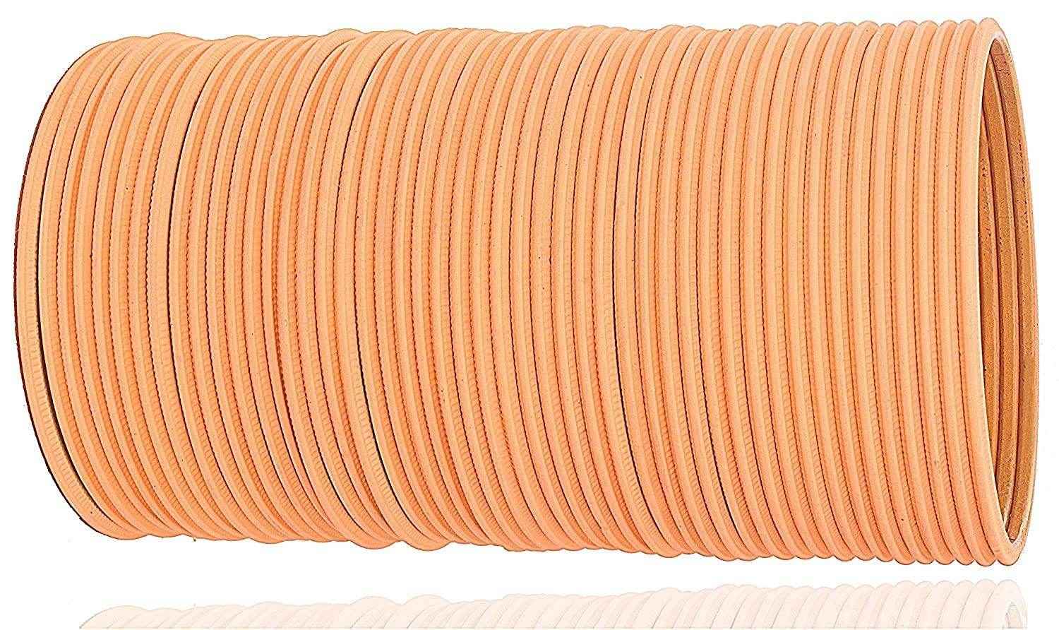 T4 Jewels Matte Desighn Neon Colour Branded Bangles Set For Women And Girls - (Pack Of 48 Bangles) - BD Peach Metal Bangles T4 Jewels