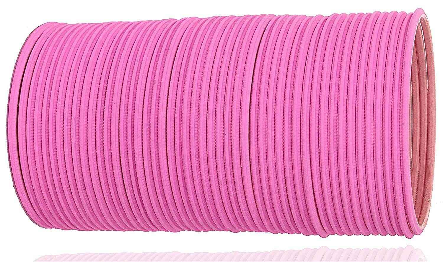 T4 Jewels Matte Desighn Neon Colour Branded Bangles Set For Women And Girls - (Pack Of 48 Bangles) - BD Pink Metal Bangles T4 Jewels