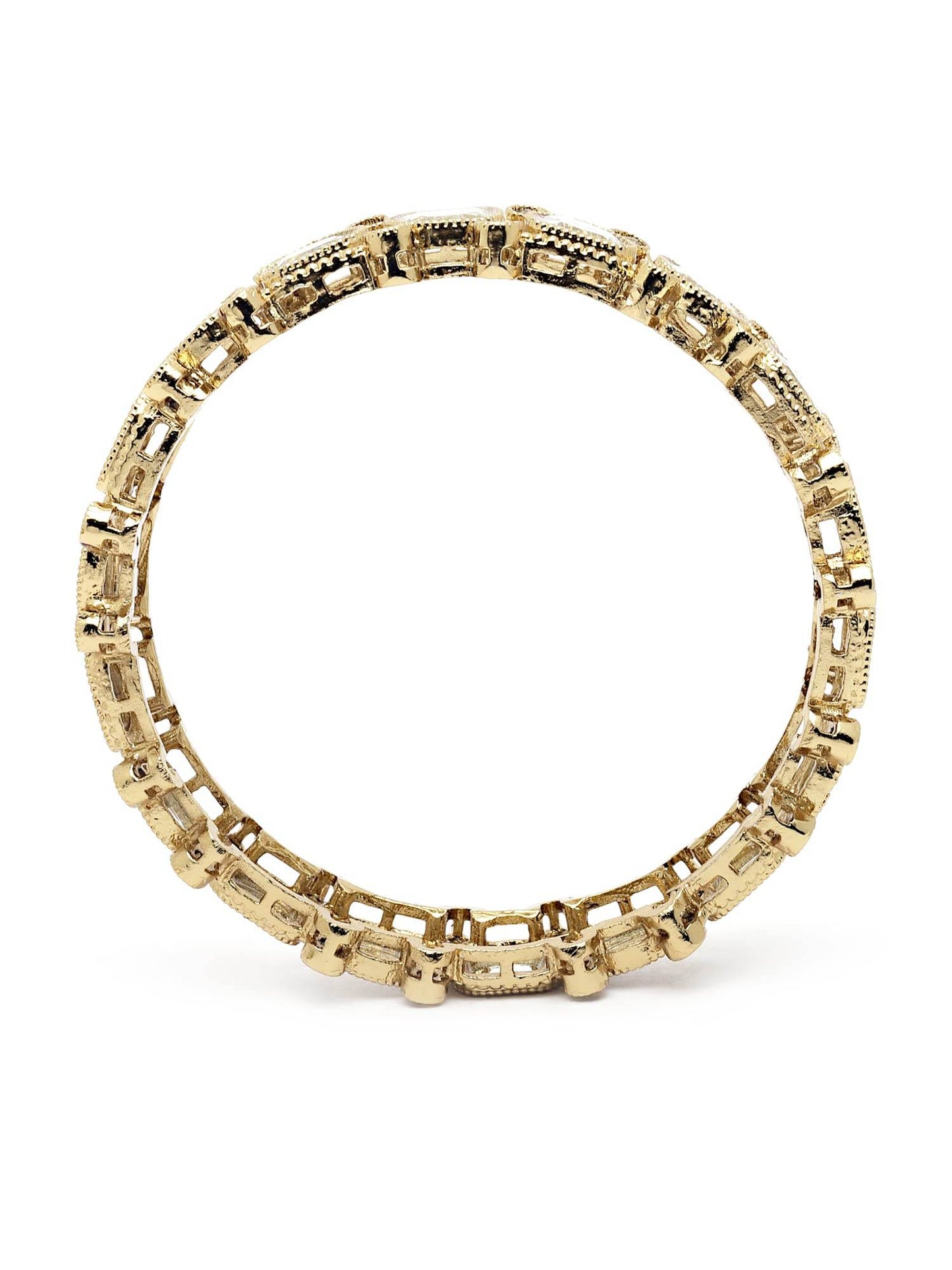 T4 Jewels Set of 2 Antique Gold Plated Mirror Work Kundan Bangles for Women T4 Jewels