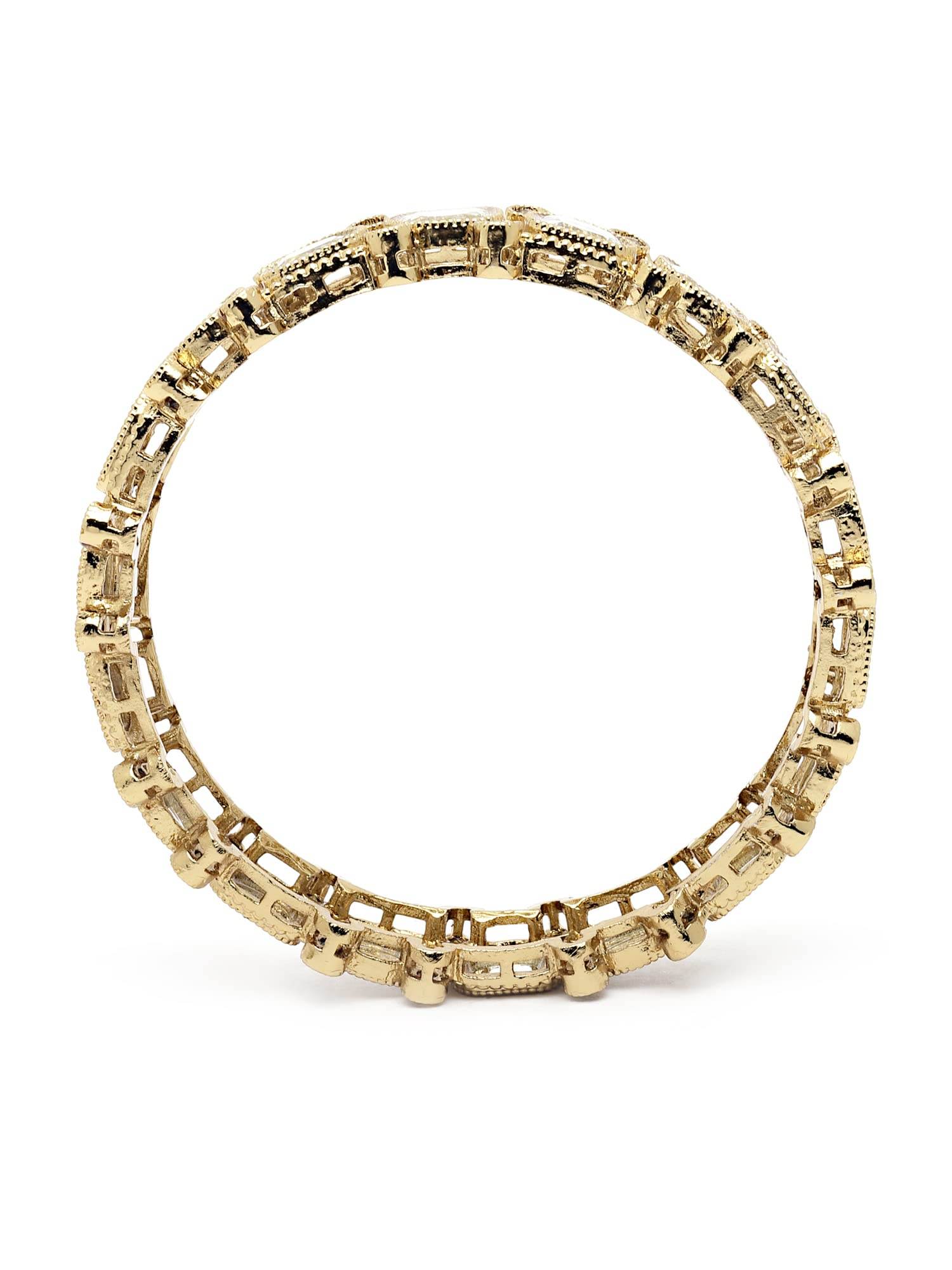 T4 Jewels Set of 2 Antique Gold Plated Mirror Work Kundan Bangles for Women T4 Jewels